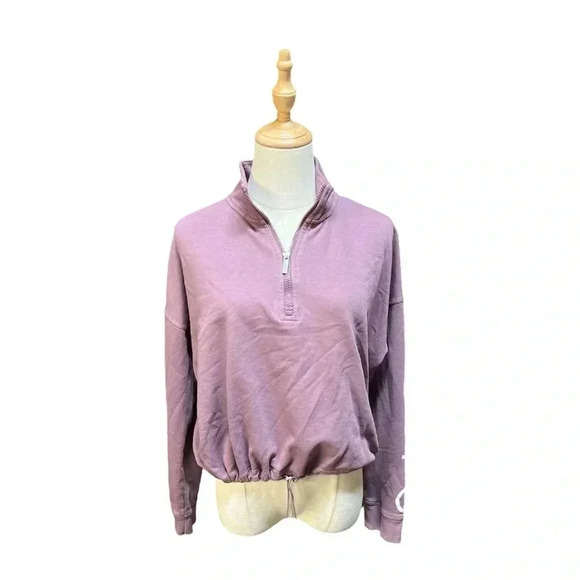 Calvin Klein Women's Half Zip Athletic Pullover Crop Sweatshirt w Bungee Size XL - Picture 1 of 7
